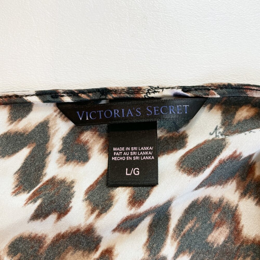 NWOT Victoria's Secret Slip Dress Nightgown Large L Leopard Print Lace Trim - Picture 4 of 5